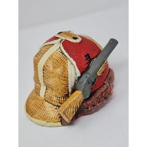 Vintage Hunting Hat Coin Bank‎ With Stopper Red Gold And Yellow